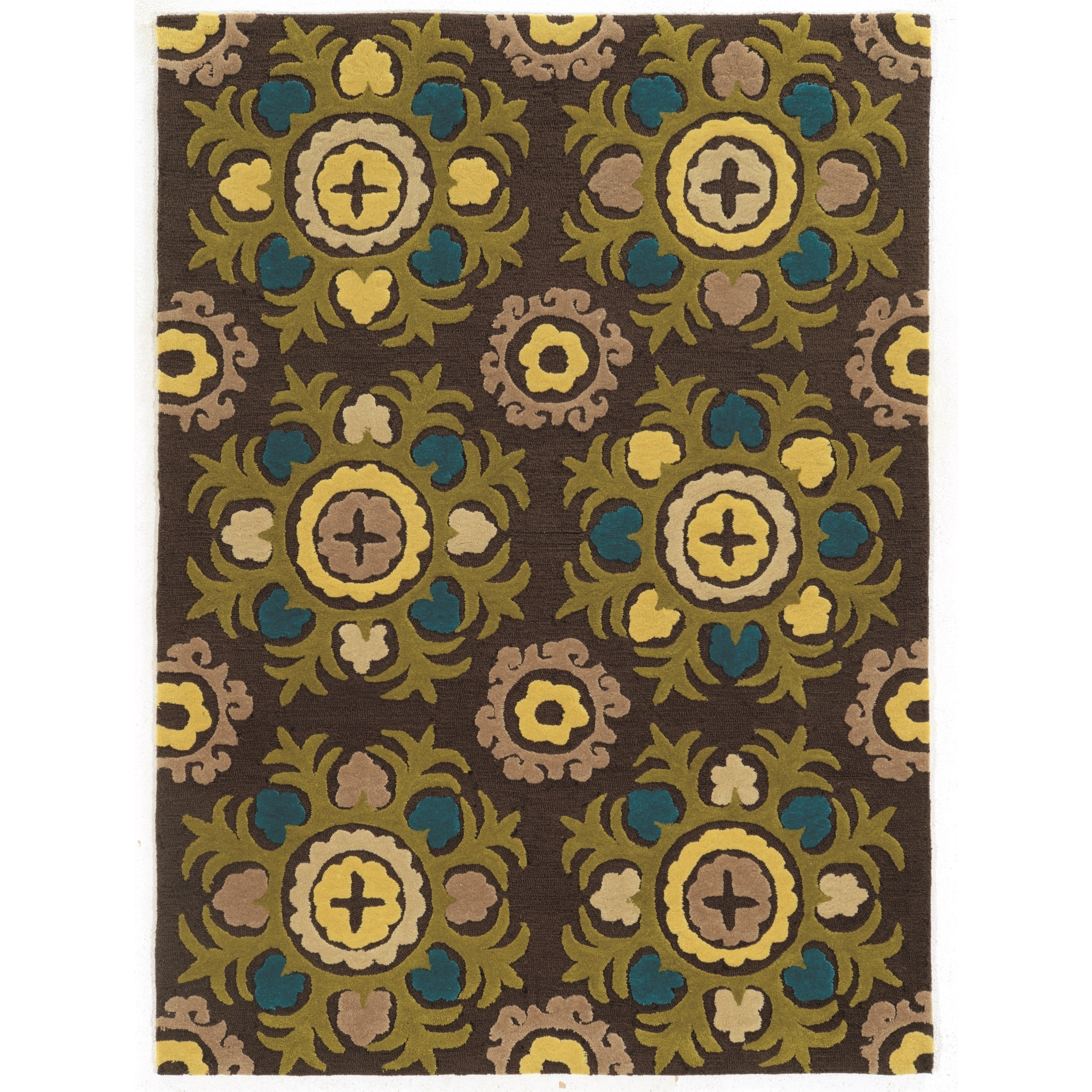 Trio Collection Light Suzani Chocolate Area Rug (8 X 10)