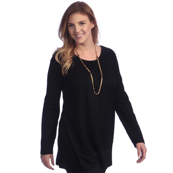 La Cera Women's Plus Size Rayon Knit Long Sleeve Tunic