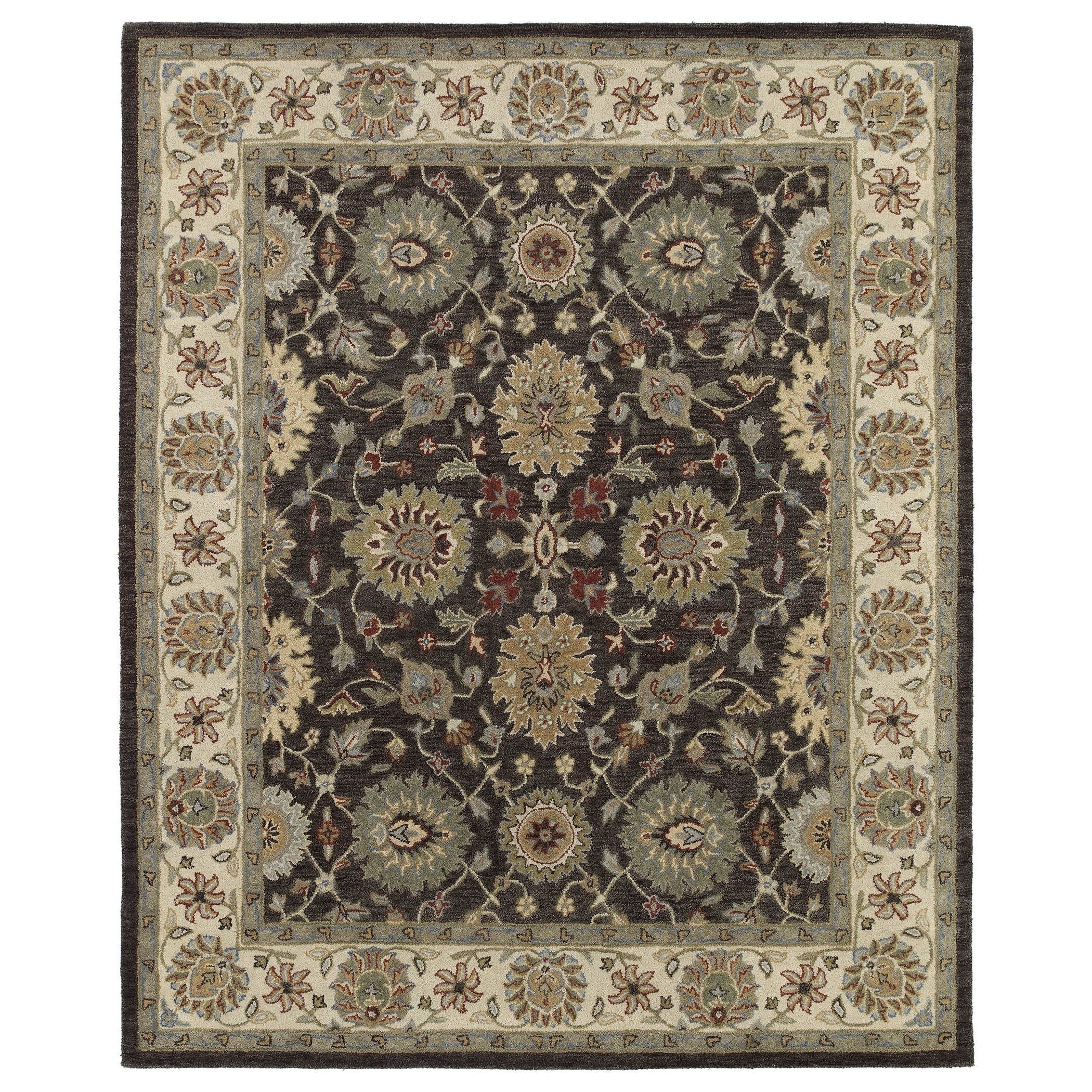 Hand tufted Joaquin Brown Kashan Wool Rug (9 X 12)