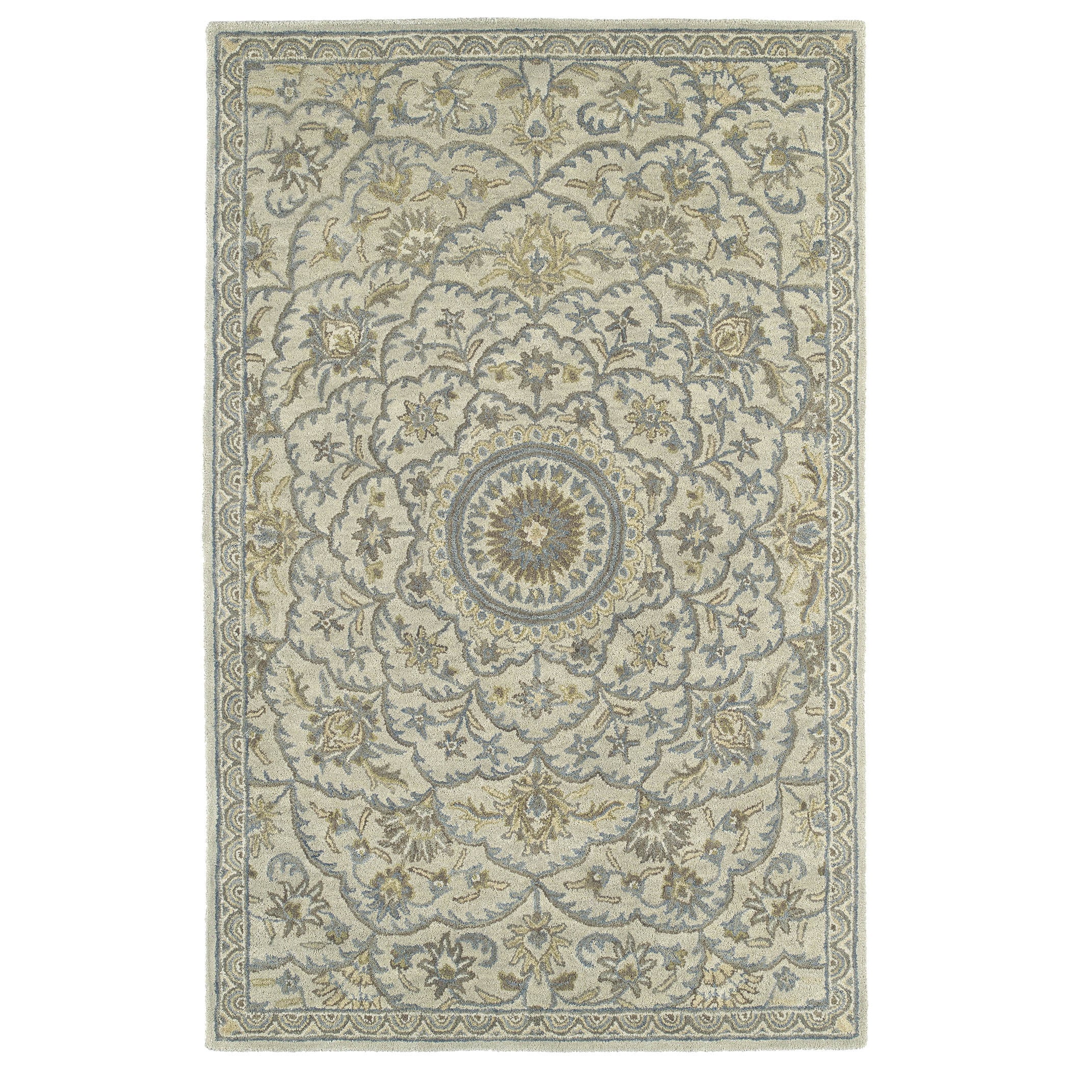 Hand tufted Joaquin Oatmeal Medallion Wool Rug (10 X 14)