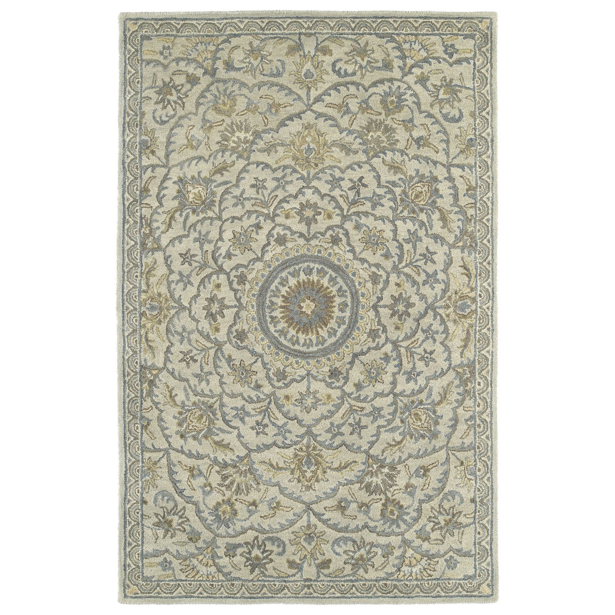 Hand tufted Joaquin Oatmeal Medallion Wool Rug (9 X 12)