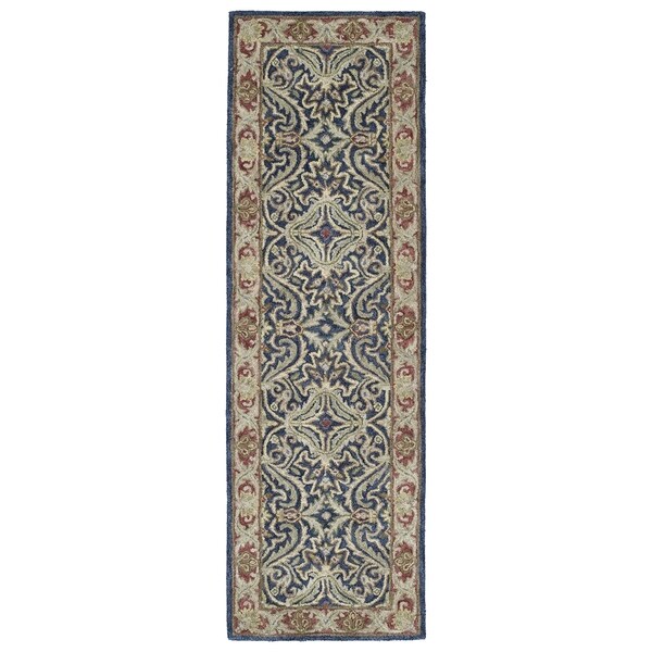 Hand-Tufted Joaquin Blue Agra Wool Rug (2'6 x 8') - 2'6" x 8'