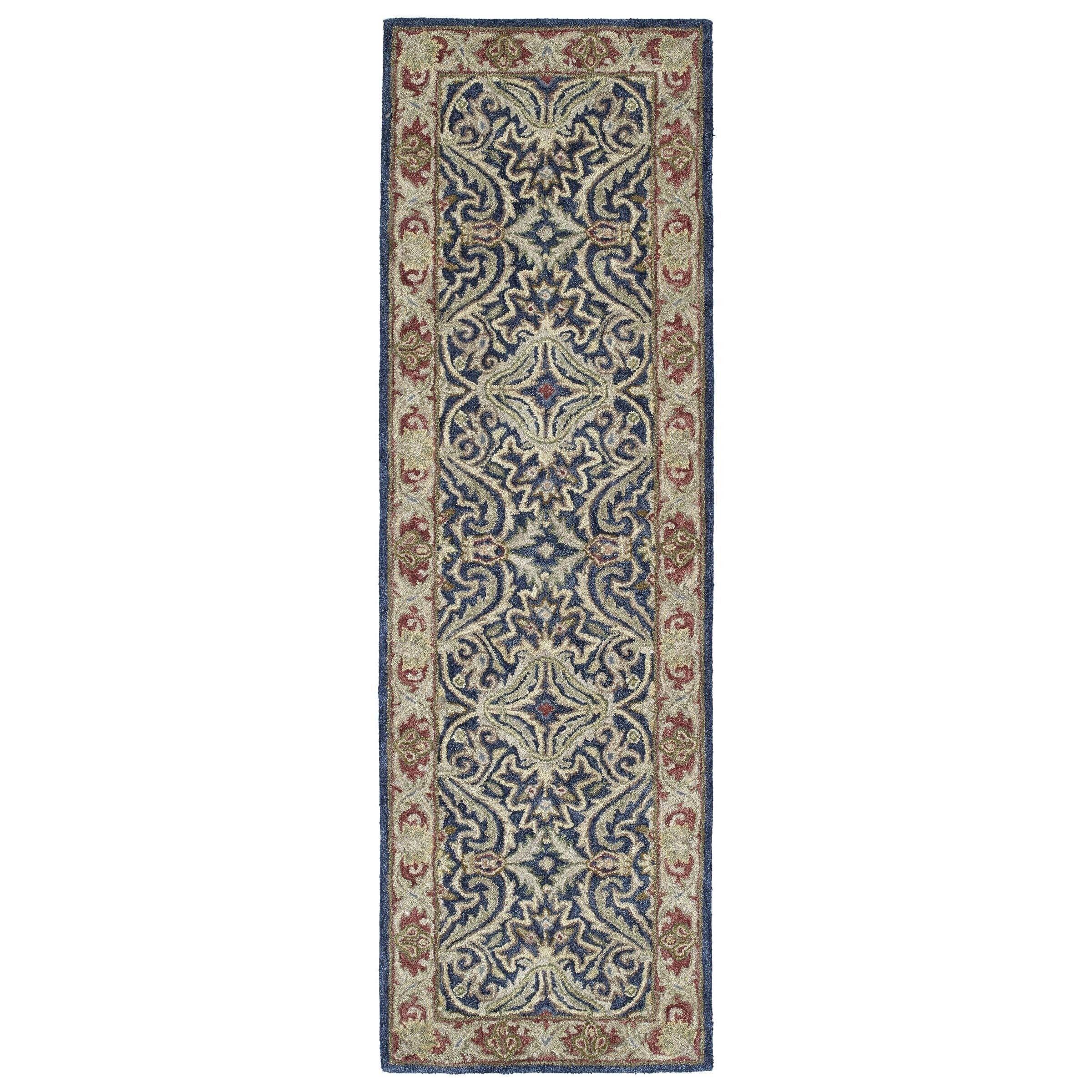 Hand tufted Joaquin Blue Agra Wool Rug (26 X 8)