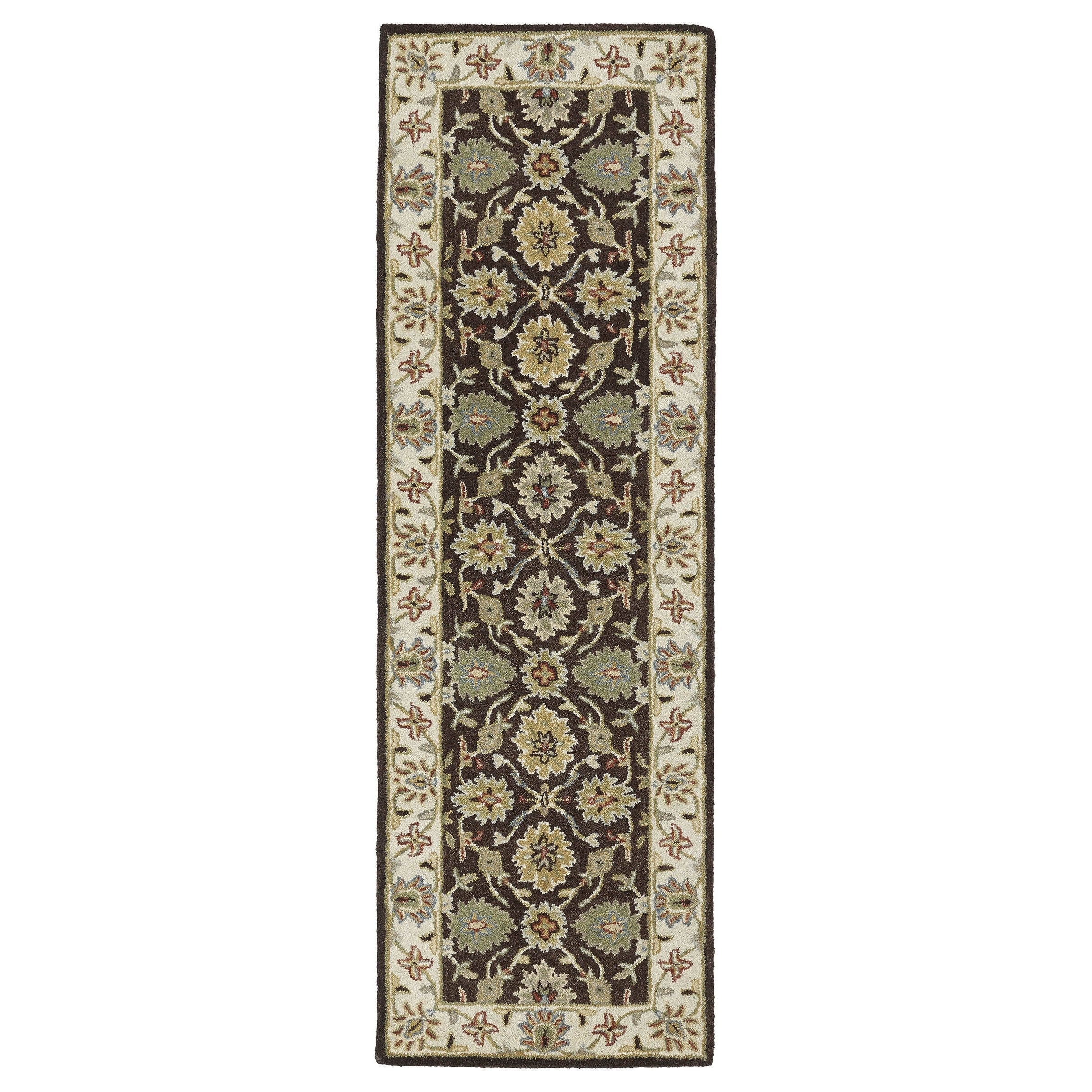 Hand tufted Joaquin Brown Kashan Wool Rug (26 X 8)