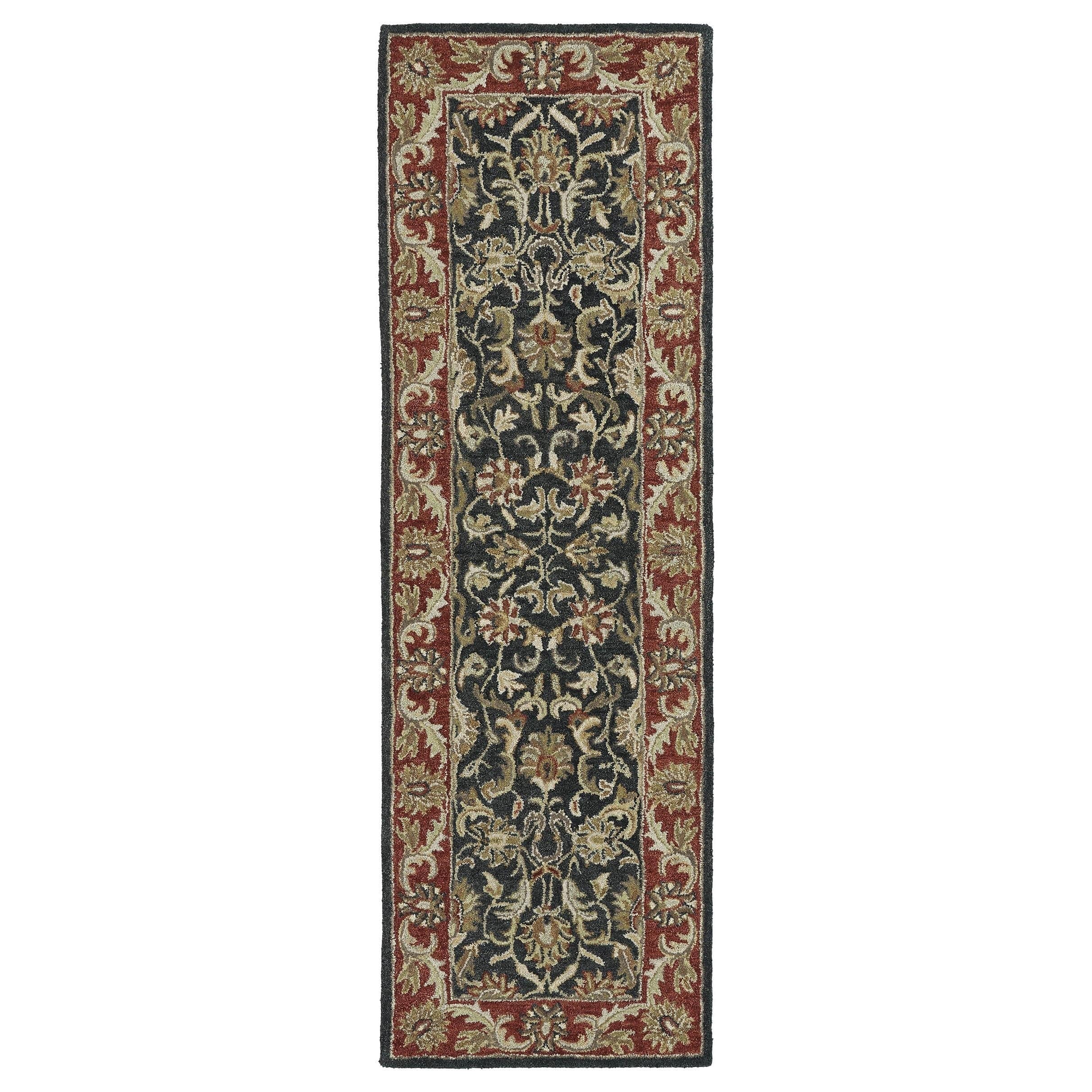 Hand tufted Joaquin Black Kashan Wool Rug (26 X 8)