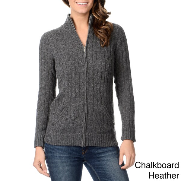 women's cable knit zip up sweater