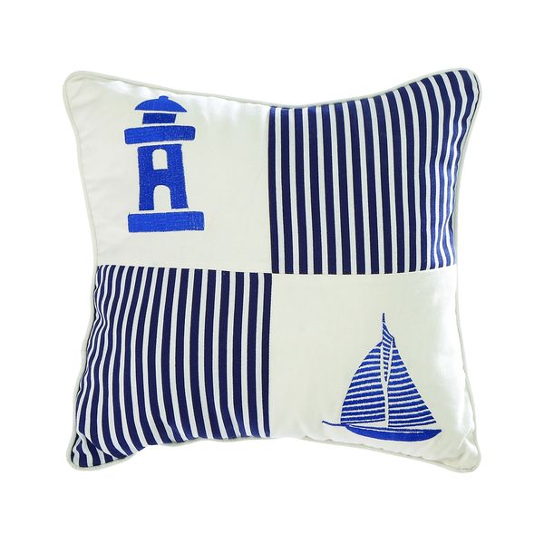 Nautical Blue/ White 18-inch Linen Decorative Throw Pillow - Overstock ...