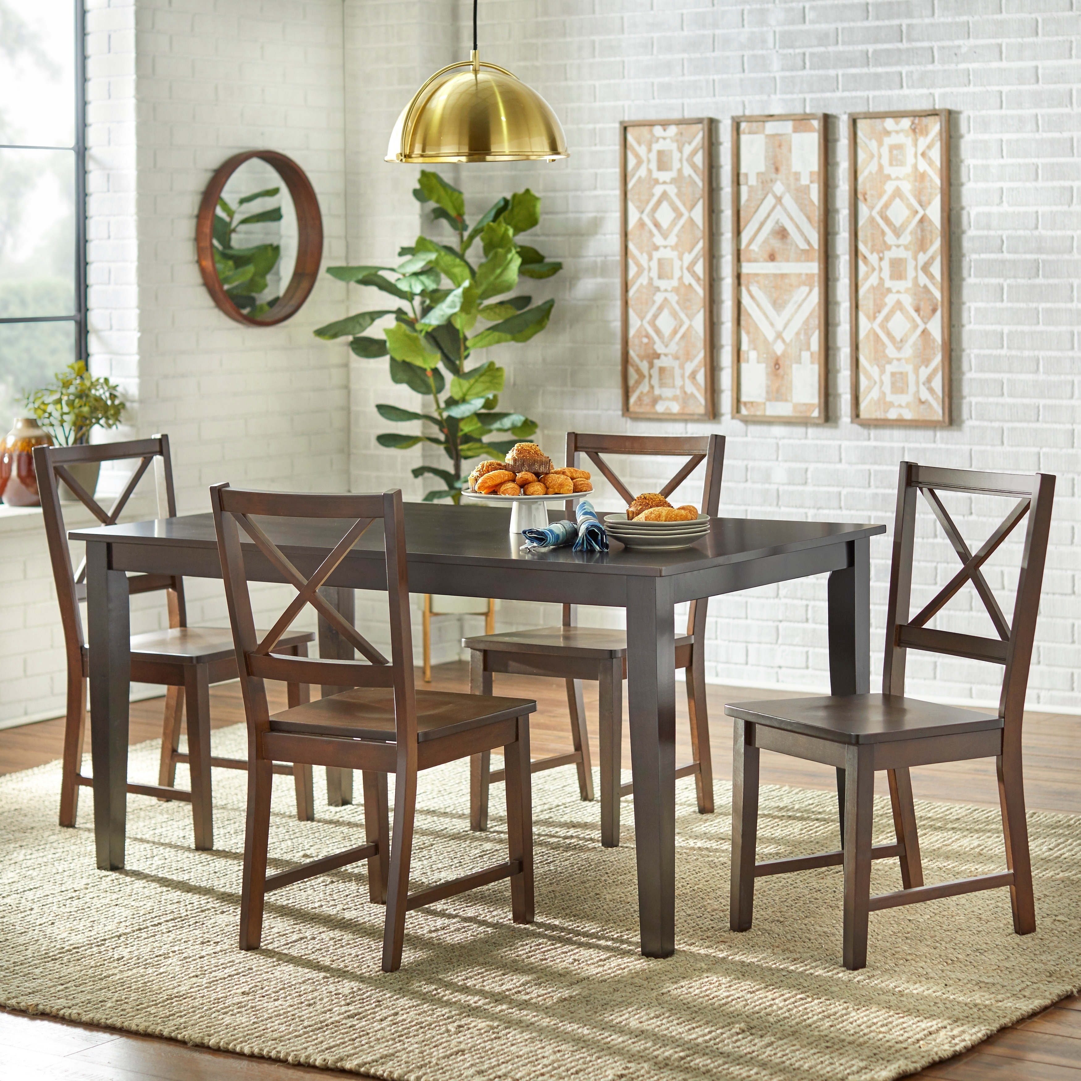 Tms Cross back Espresso 7 piece Dining Set Espresso Size 7 Piece Sets