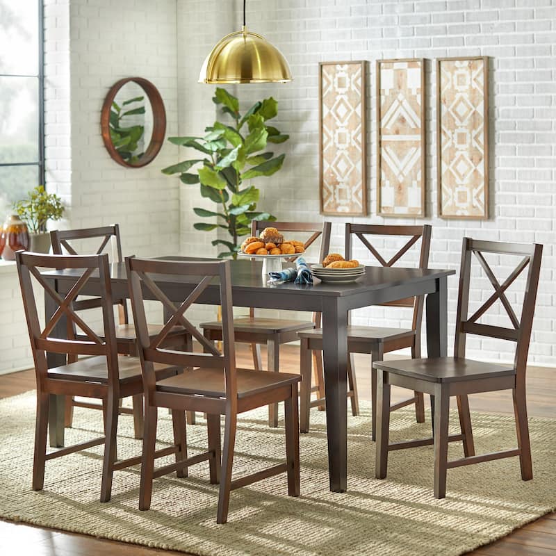 Simple Living Cross-Back Espresso Dining Set - 5-Piece Espresso