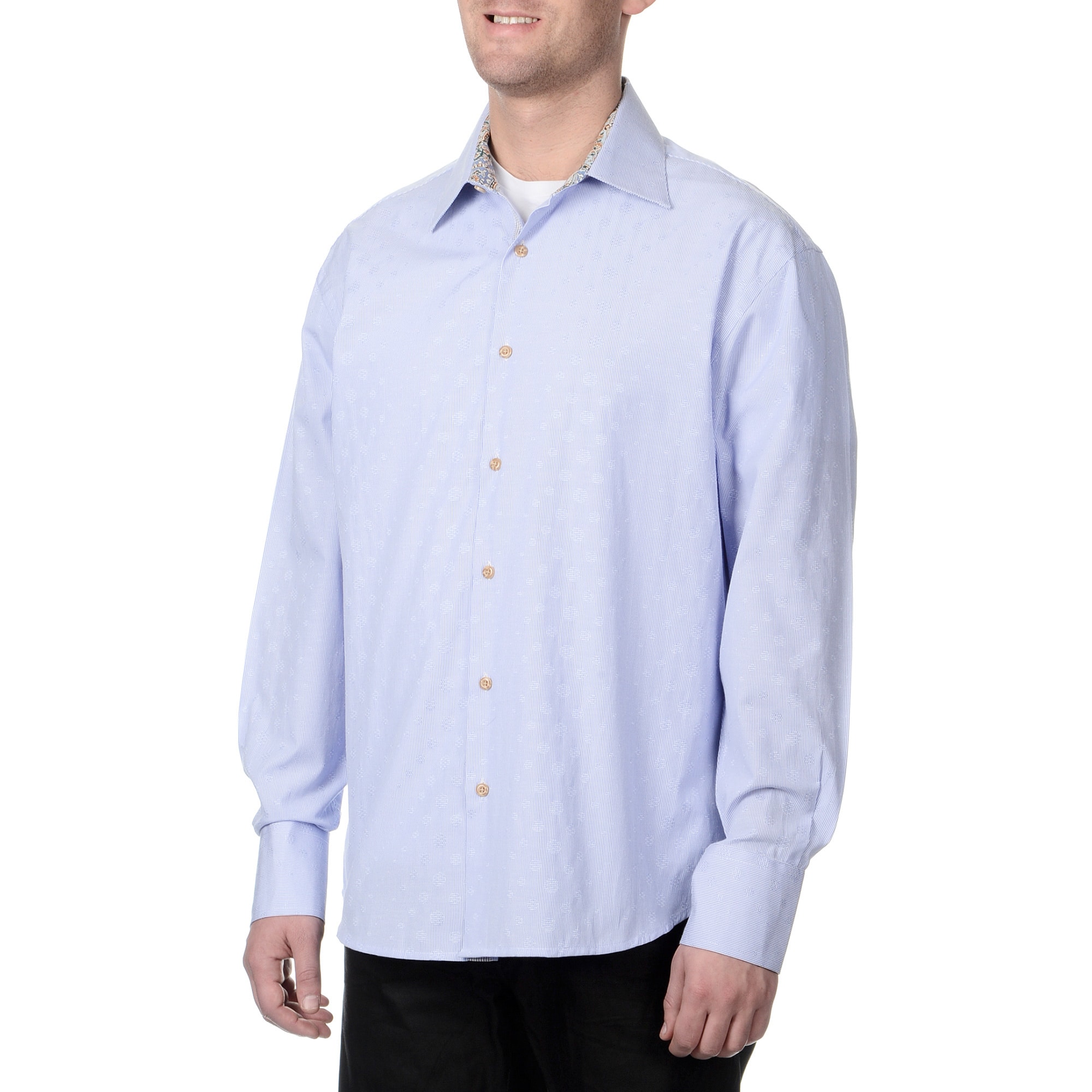 Steve Harvey Mens Collared Blue Button Down Shirt