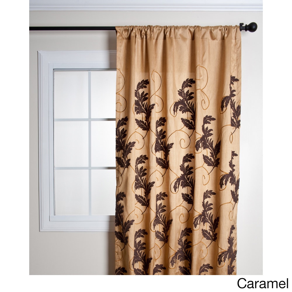 French Knot Leaf Design Embroidered Curtain Panel