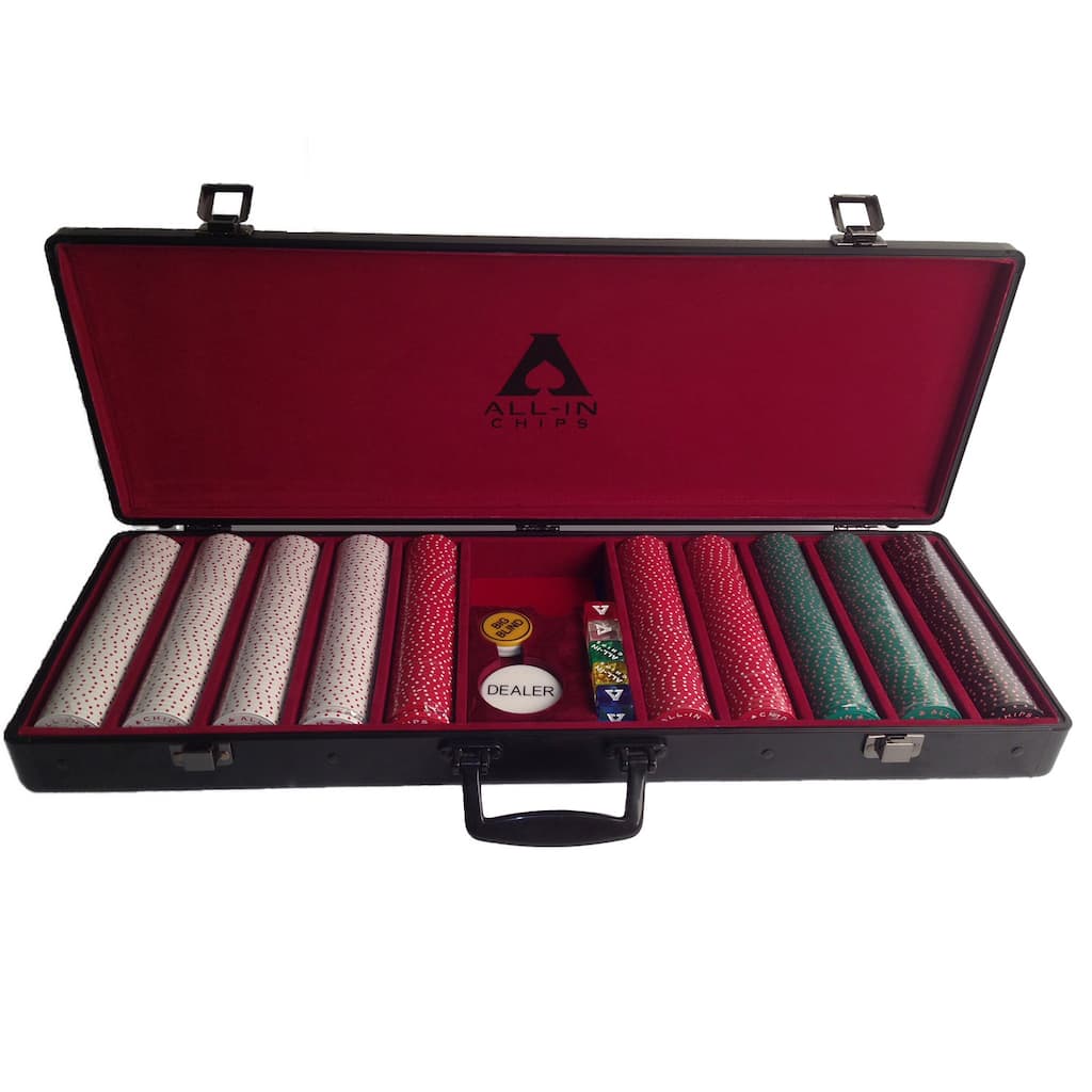 All-In 500-piece Clay Poker Chip Set with Carrying Case