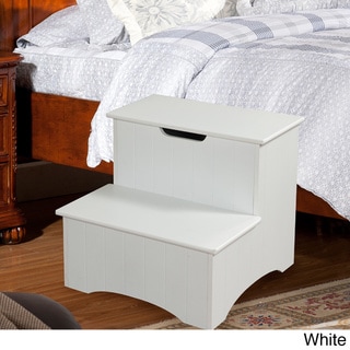 K and B Furniture Co KandB Wood Storage Step Stool (White)