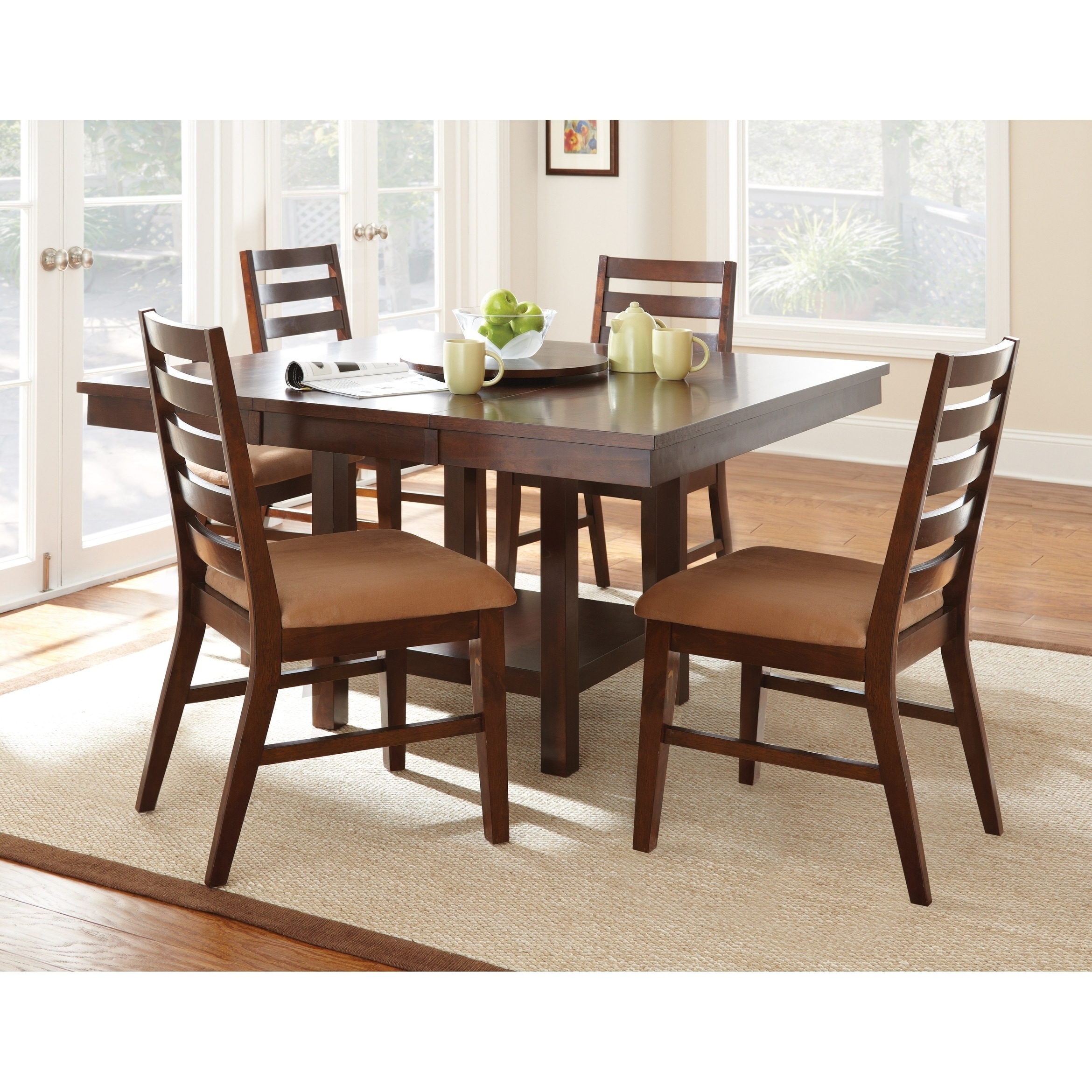 Steve Silver Emery With Lazy Susan Dining Table Set Cherry Size 7 Piece Sets