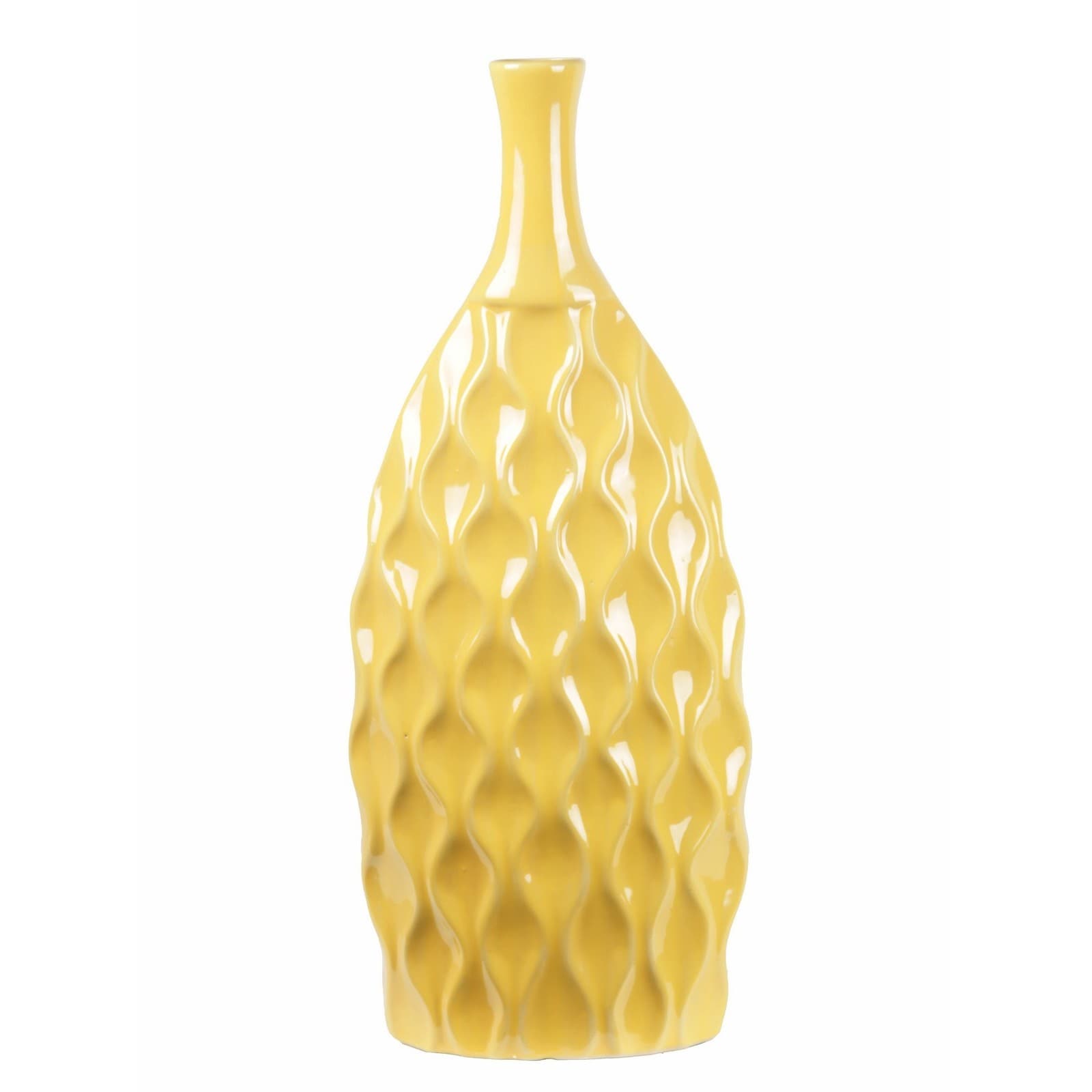 Privilege Tall Ceramic Flat Yellow Vase (YellowSetting IndoorDimensions 27 inches high x 9.5 inches wide x 5 inches deep  )