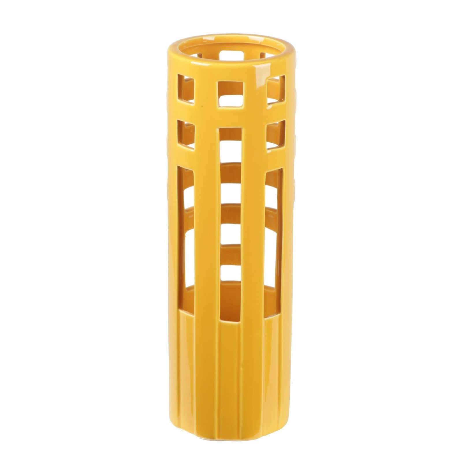 Privilege Rectangle pierced Summer Yellow Ceramic Vase