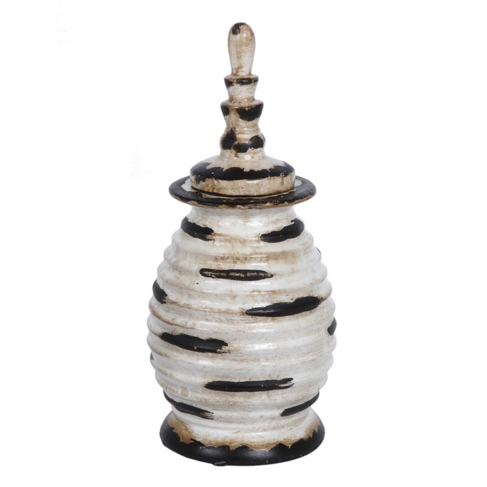 Privilege Accent White And Black Medium Ceramic Jar