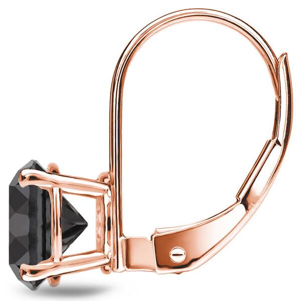 Auriya 1 to 4ctw Round Black Diamond Earrings 14k Rose Gold Lever-back