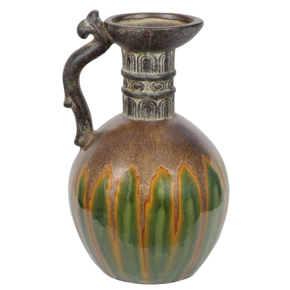 Privilege Medium Green Drip Ceramic Jar