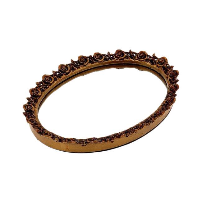 Antique Gold Oval Resin Bath Mirror Tray