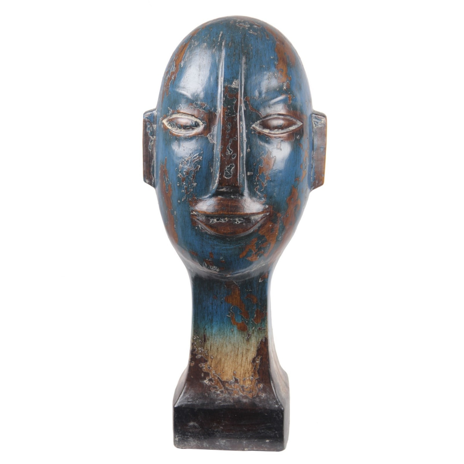 Privilege Tall Ceramic Head Sculpture (Blue Materials CeramicDimensions 21.5 inches high x 9.5 inches wide x 8.5 inches deep  )