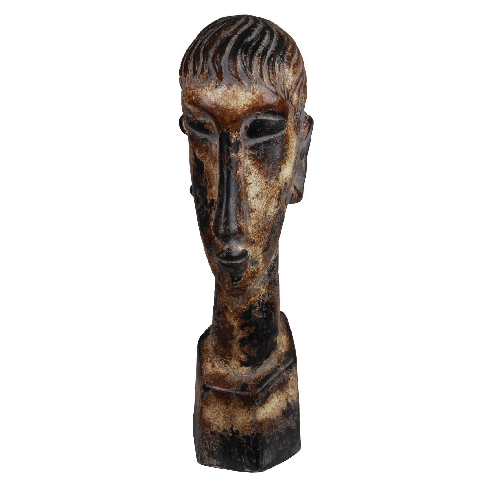 Privilege Large Ceramic Head Sculpture (BrownMaterials CeramicQuantity One (1) sculptureSetting IndoorDimensions 20.5 inches high x 6 inches wide x 6 inches deep )