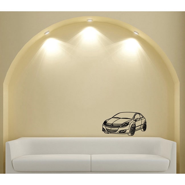 Car Hatchback Coupe Wall Art Vinyl Decal Sticker (Glossy blackEasy to apply, instructions includedDimensions 25 inches wide x 35 inches long )