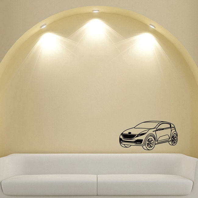 Stylish Hatchback Wall Art Vinyl Decal Sticker (Glossy blackEasy to apply, instructions includedDimensions 25 inches wide x 35 inches long )