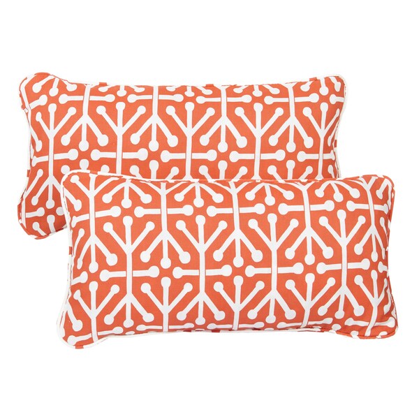 Shop Dosett Orange Corded 12 x 24 Inch Indoor/ Outdoor Lumbar Pillows (Set of 2) Free Shipping