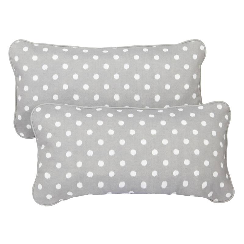Sorra Home Grey Dots Corded 12 x 24 Inch Indoor/ Outdoor Lumbar Pillows (Set of 2)