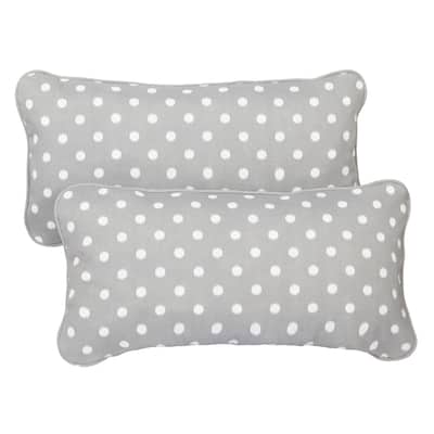 Sorra Home Grey Dots Corded 12 x 24 Inch Indoor/ Outdoor Lumbar Pillows (Set of 2)