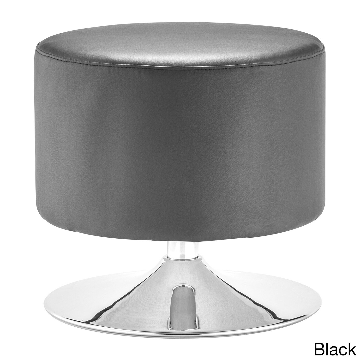 Plump Chromed Steel Leatherette Ottoman