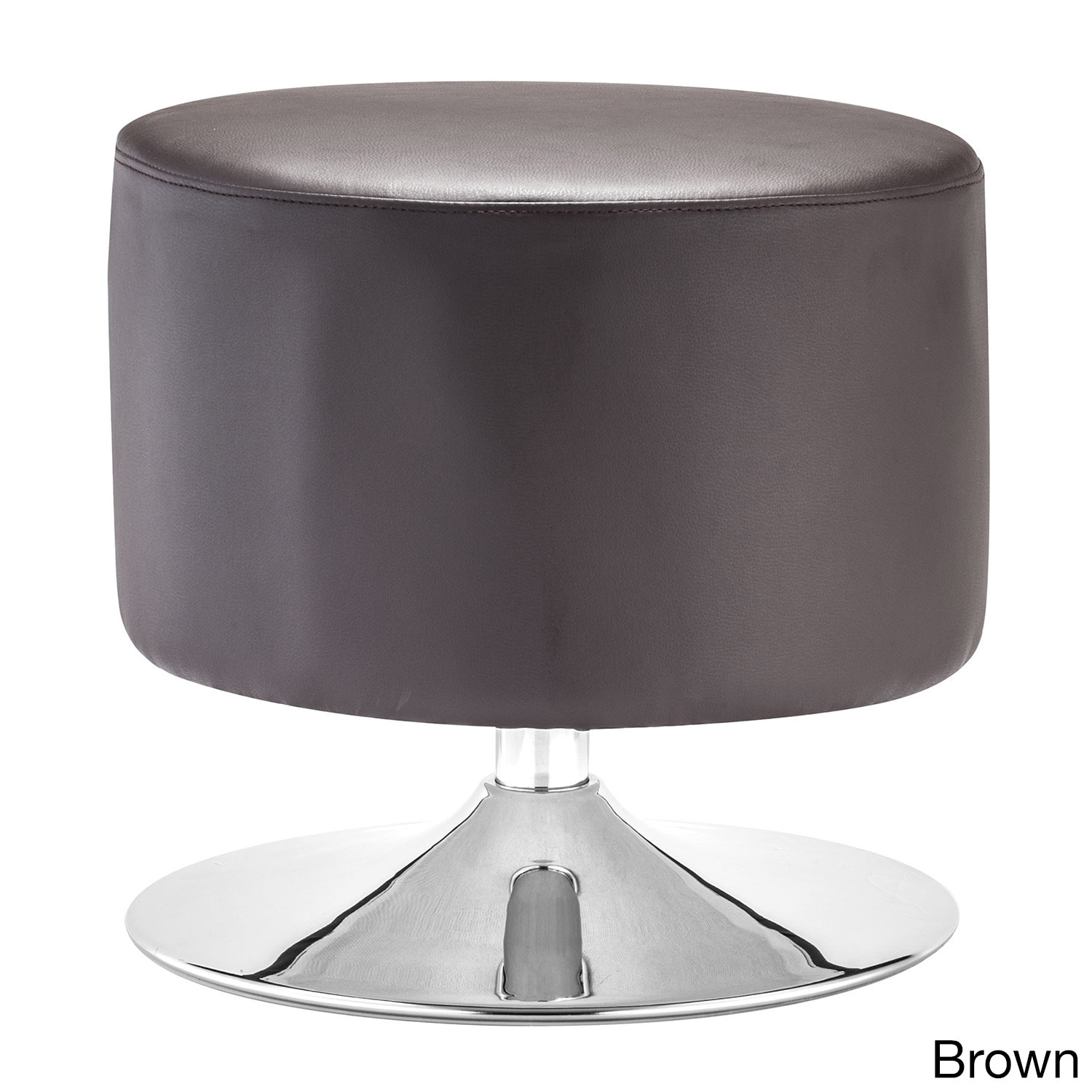 Plump Chromed Steel Leatherette Ottoman