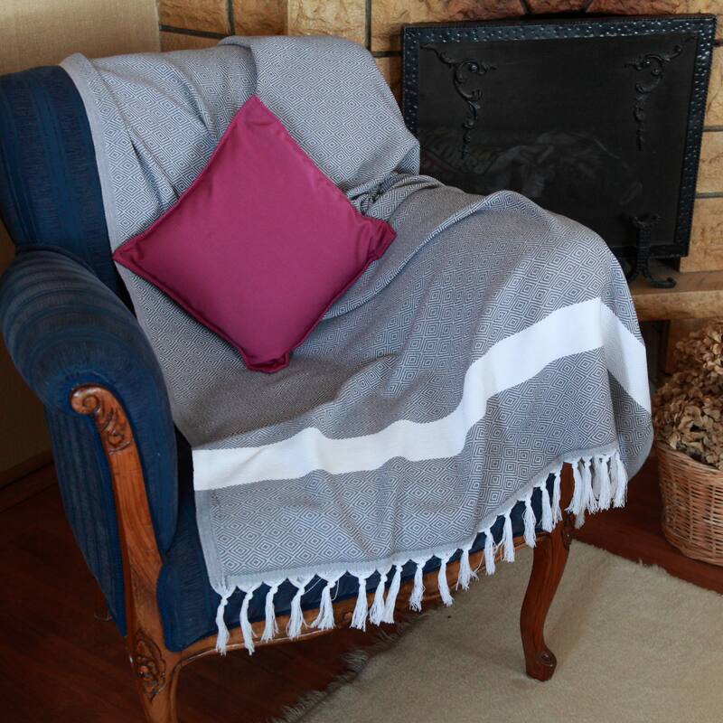 Authentic Pestemal Fouta Diamond Weave Turkish Cotton Bath/ Beach Towel