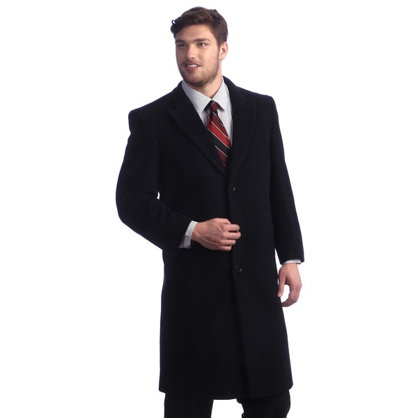 Shop Men's 'Howard' Charcoal Overcoat - Free Shipping Today - Overstock ...