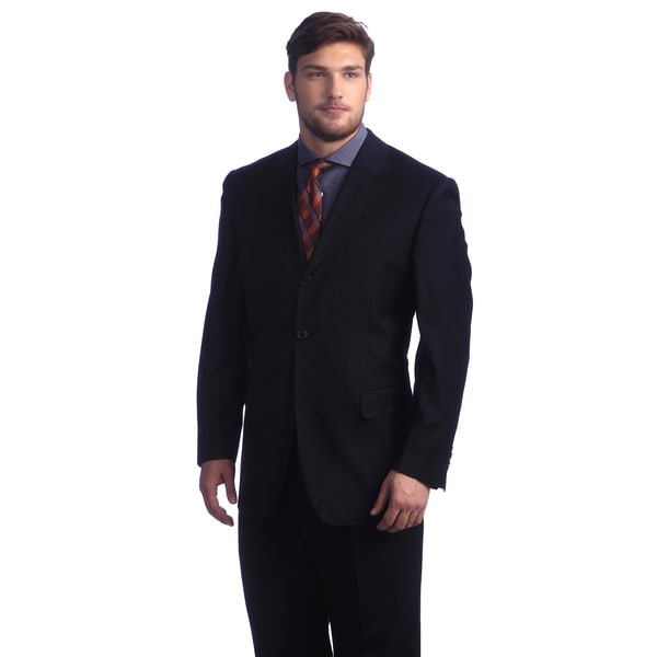 Carlo Palazzi Men's Navy Stripe Merino Wool Suit Carlo Palazzi Suits