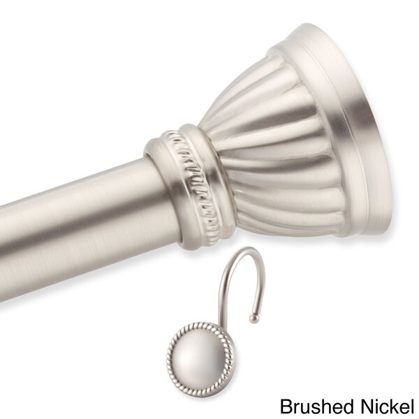 Beaded Swirl Decorative Tension Shower Rod and Hooks Set by Elegant Home Fashions