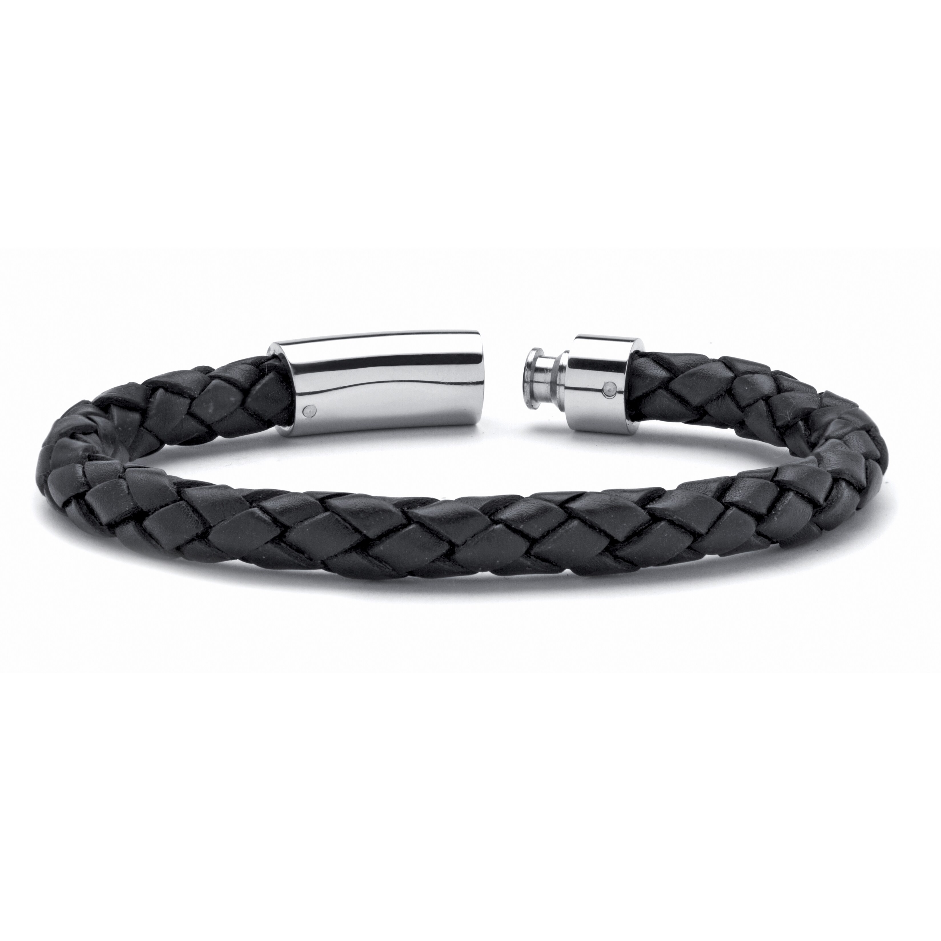 mens black leather wristband