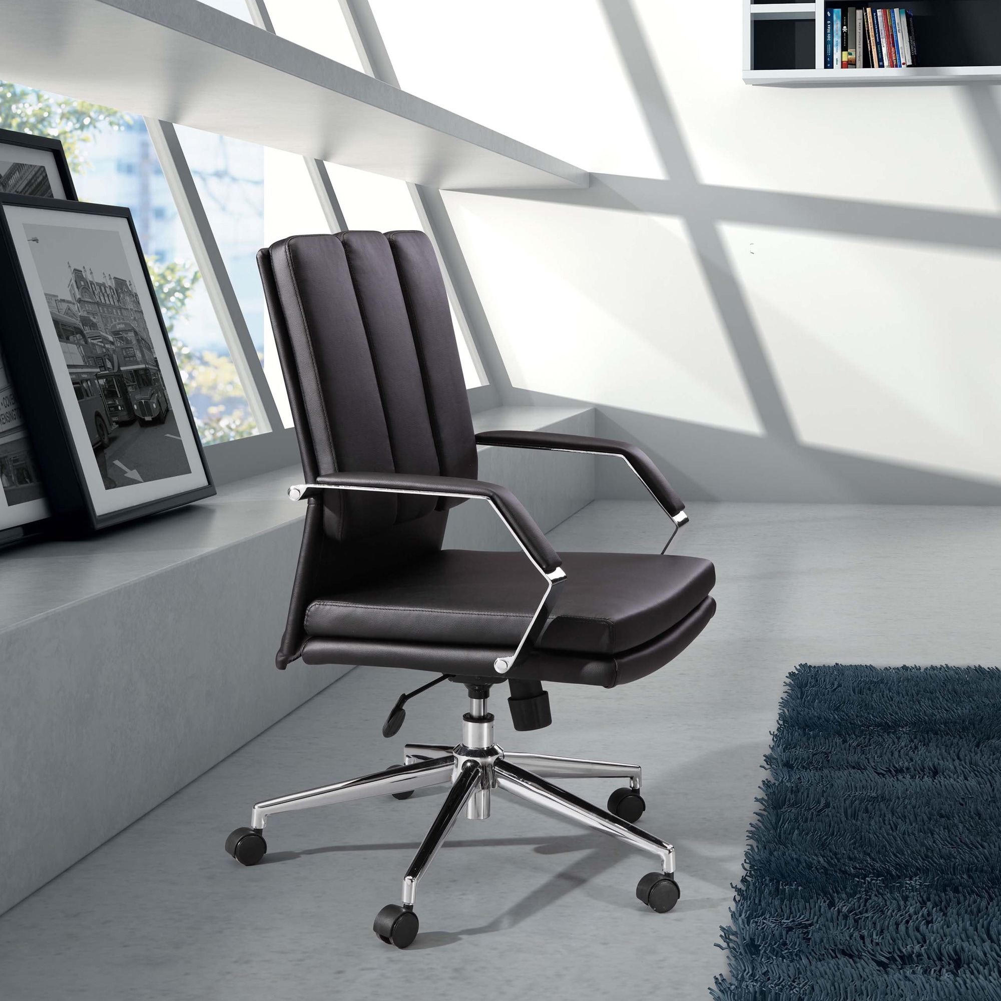 Director Pro White Office Chair (WhiteMaterials Chromed steel, leatheretteFinish LeatheretteSeat height 18.9 to 21.7 inches high Adjustable height YesWheels YesDimensions 38 to 40.9 inches high x 27.5 inches wide x 27.5 inches deepSeat Dimensions 1