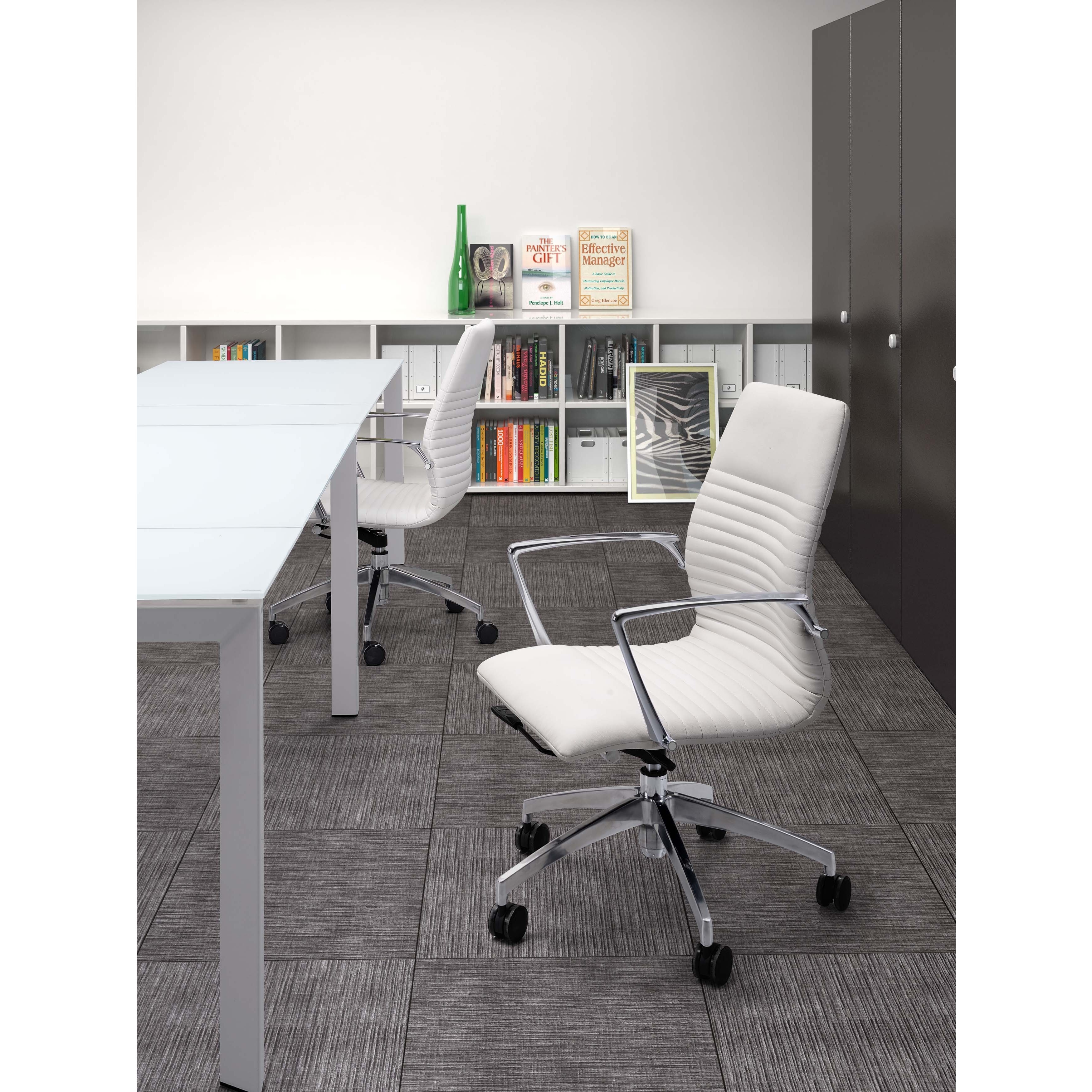 Lion White Leatherette Low back Office Chair