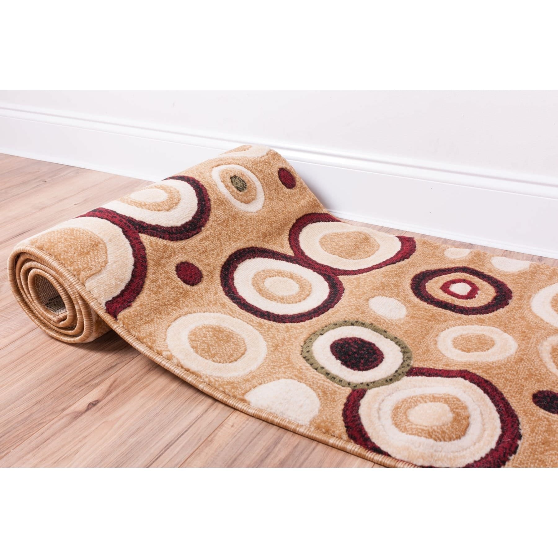 Beige And Multicolored Circles Geometric Rug (2 X 73 Runner)