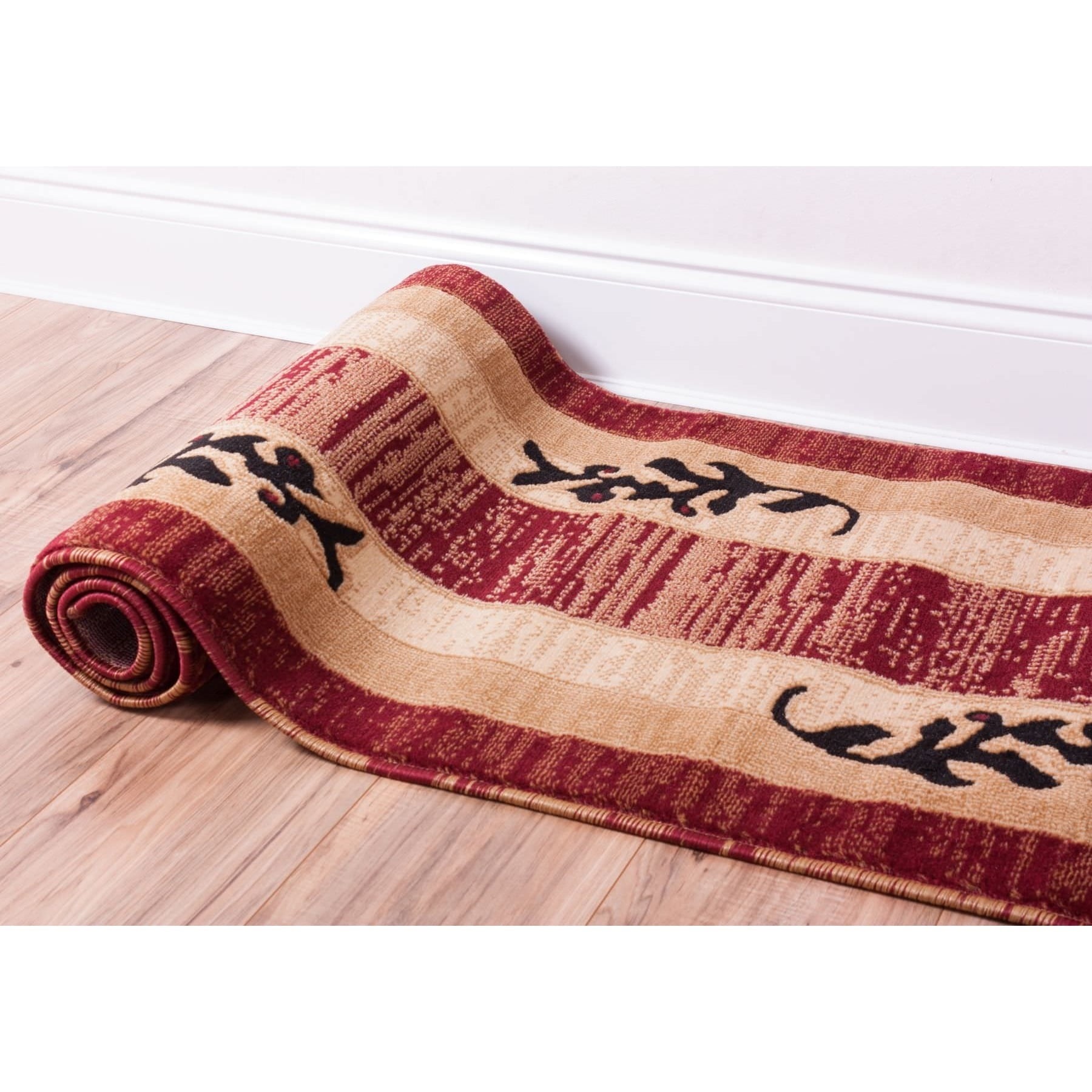 Red Casual Bordered Rug (2 X 73 Runner)