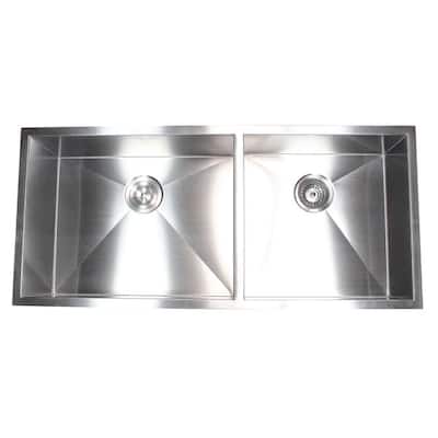 Stainless Steel 42-inch Double-bowl 60/40 Zero Radius Undermount Kitchen Sink