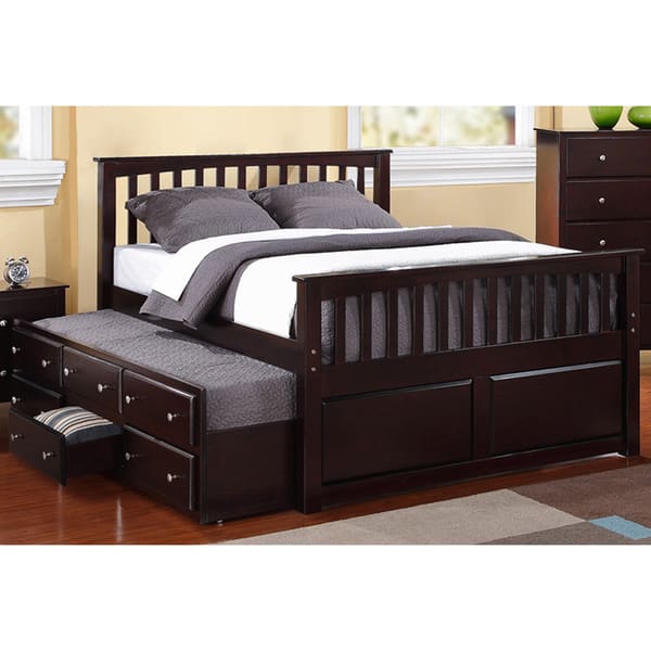 Shop Espresso Wood Full Size 3 Drawer Twin Trundle Captain S Bed