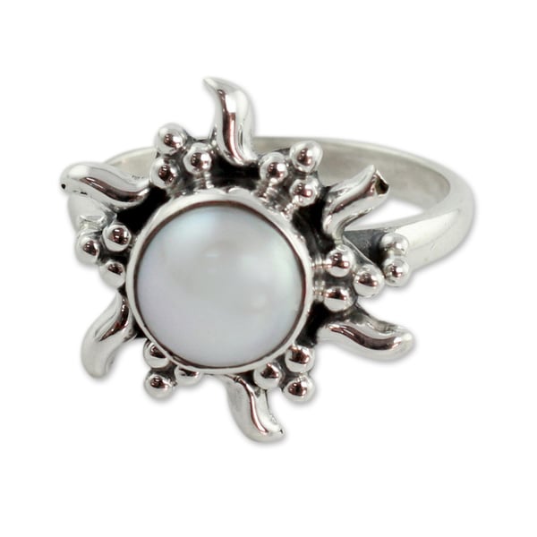 Shop Handmade Sterling Silver 'Quiet Sun' Cultured Pearl Ring (8 mm ...