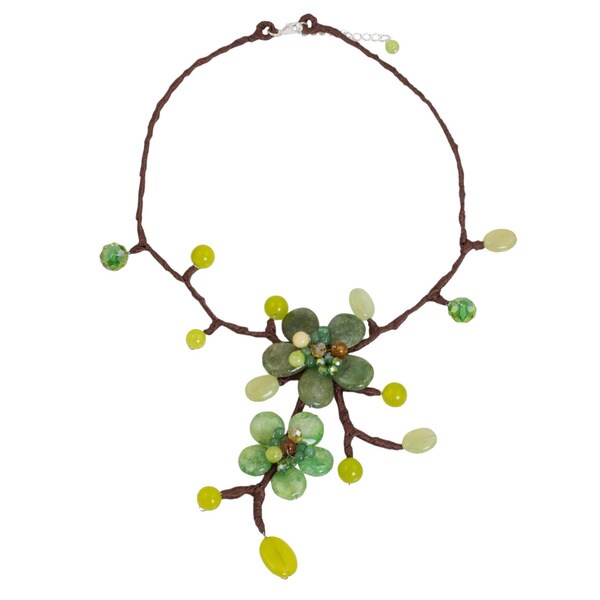 Shop Handmade Quartz 'Forest Bouquet' Carnelian Necklace (Thailand