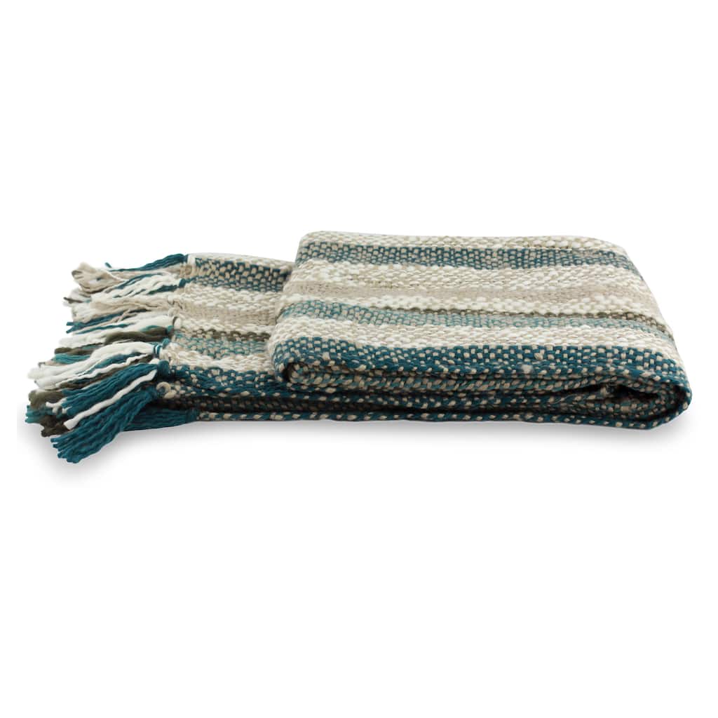 NOVICA Handmade Teal Kiss Acrylic Throw (India)