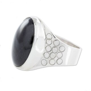 Silver and gold jewelry - Square Jade and Sterling Silver Cocktail Ring from Guatemala