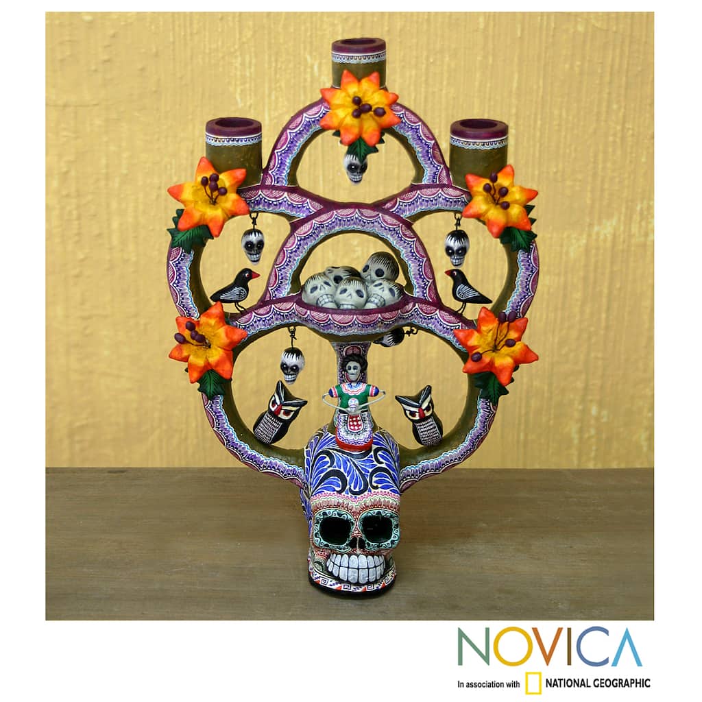 Ceramic 'Day of the Dead Tree of Life' Large Sculpture (Mexico)