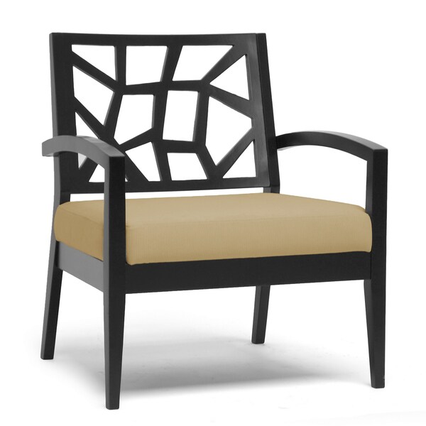 Baxton Studio Jennifer Black Wood and Khaki Fabric Modern Lounge Chair